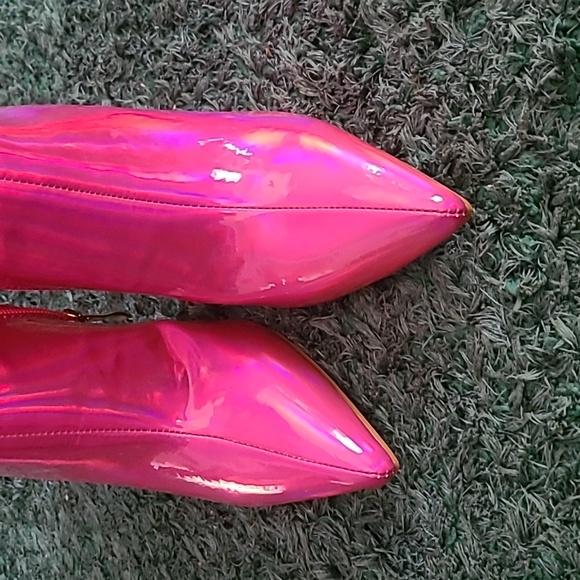 Vibrant Pink Heeled Boots for Women - Picture 3 of 7